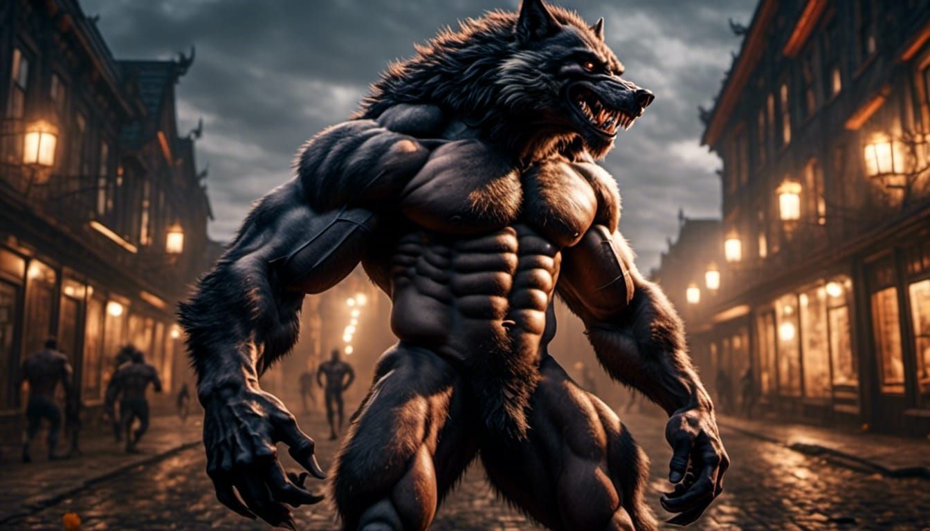 Powerful Werewolf in Jockstrap: 3D Render