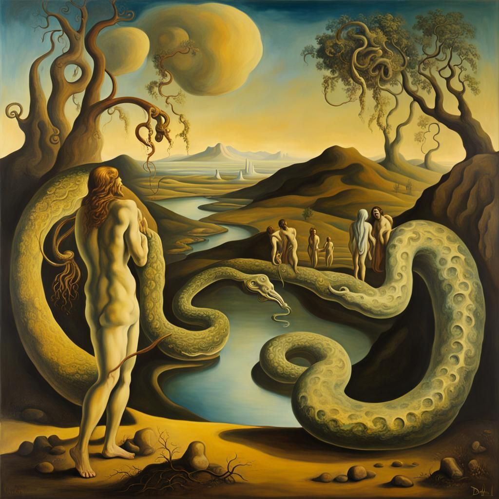 Adam and Eve: A Surrealist Interpretation in Oil