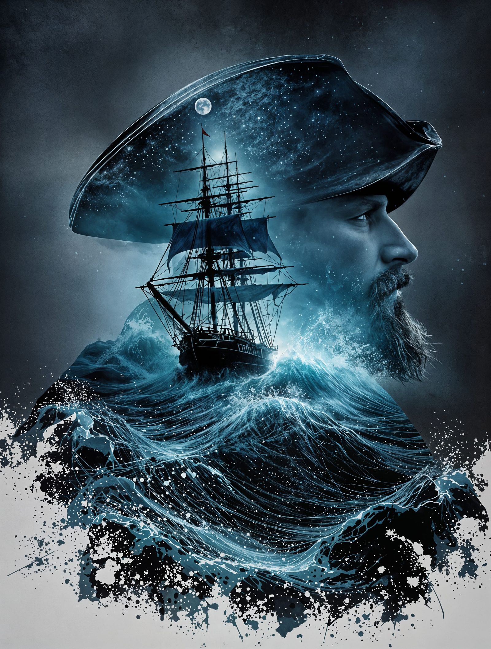 Pirate Captain in Turbulent Seascape