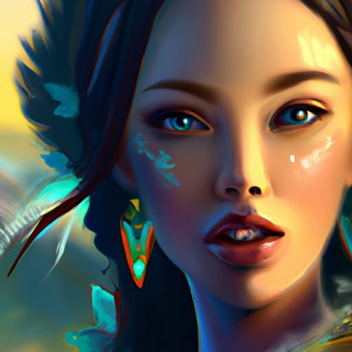 Gorgeous Woman Portrait in Art Nouveau Style