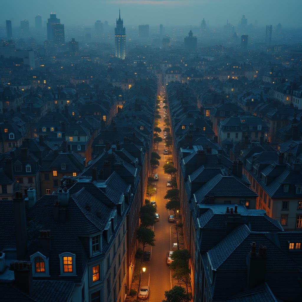 Intricate Metropolis at Dusk, HDR Cityscape with Hidden Secr...