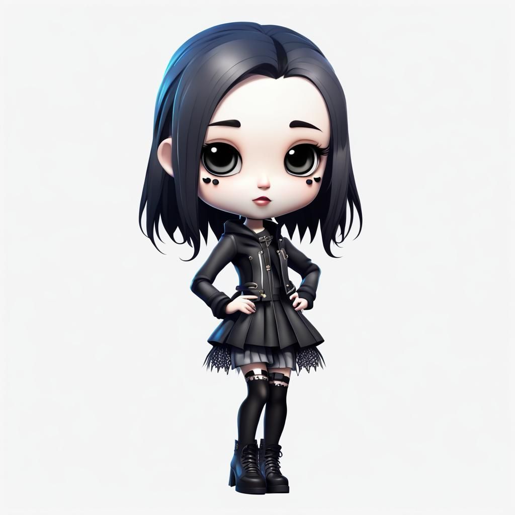 Chibi Goth Girl 3D Character Concept