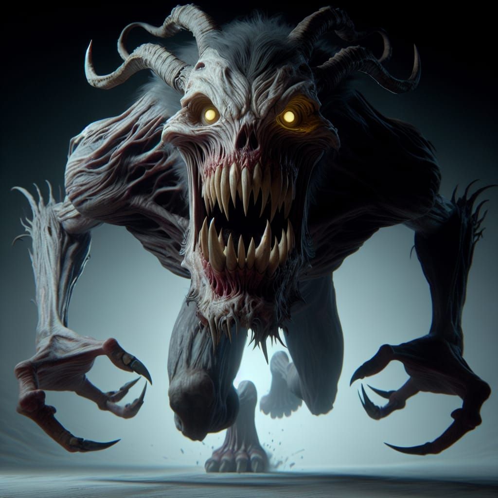 Classic Wendigo Horror Monster Charges Towards You