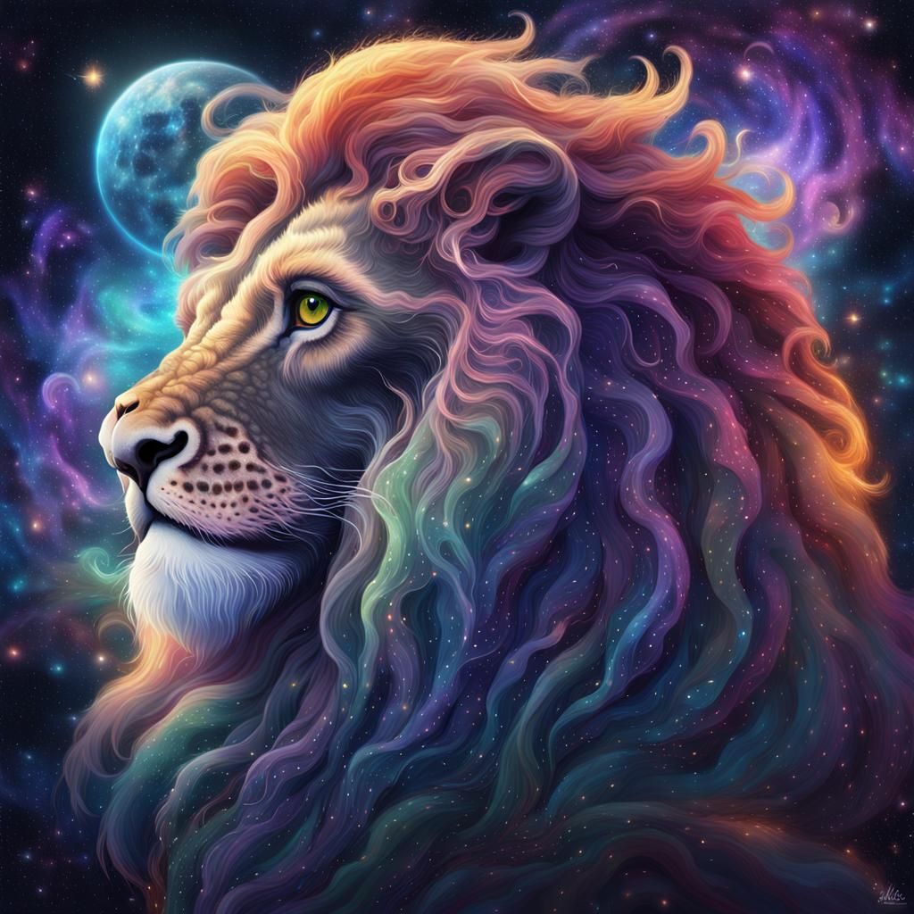 Astral Manticore Radiates Mystical Aura in Digital Painting
