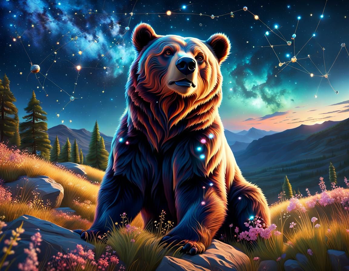 Great Bear Constellation Over Summer Night Sky