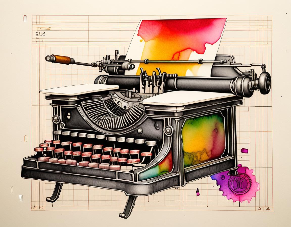 Typewriter with Alcohol Ink Splash Art