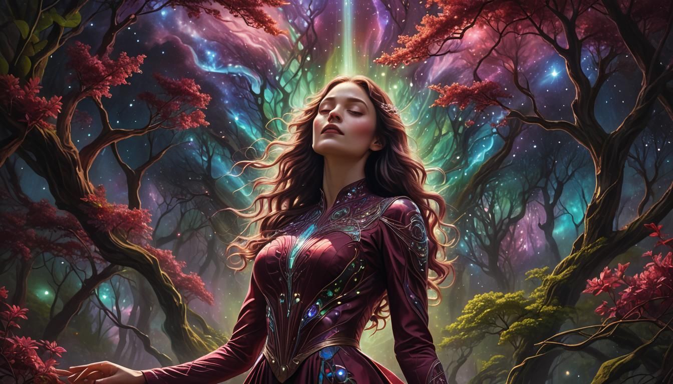 Ethereal Woman in Nature: Visionary Art