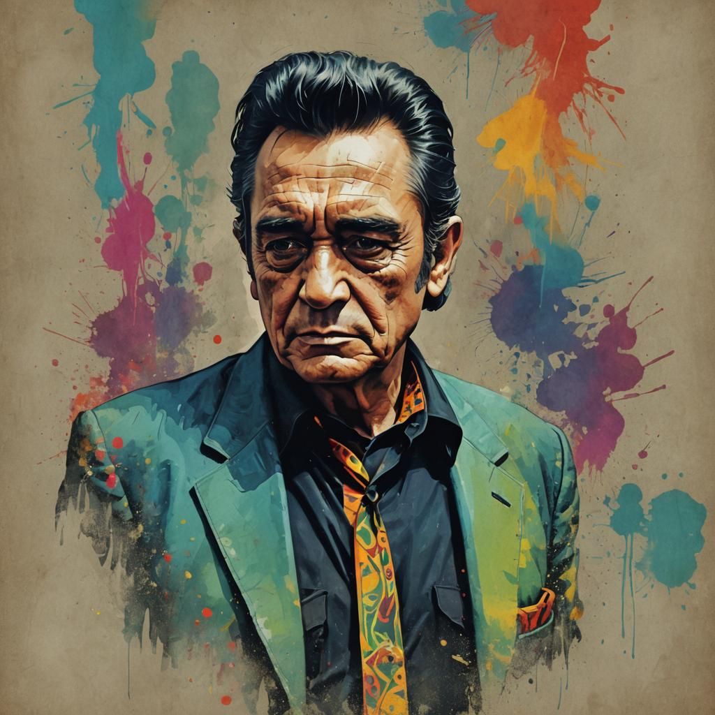 Colorful Fantasy Portrait of Johnny Cash