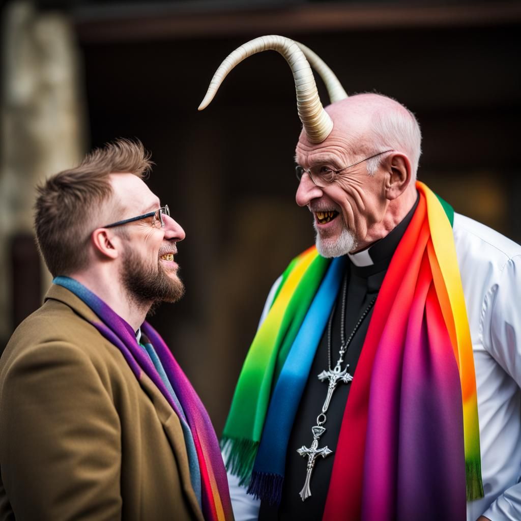 Vile Horned Demon Talks to Vicar in Photo