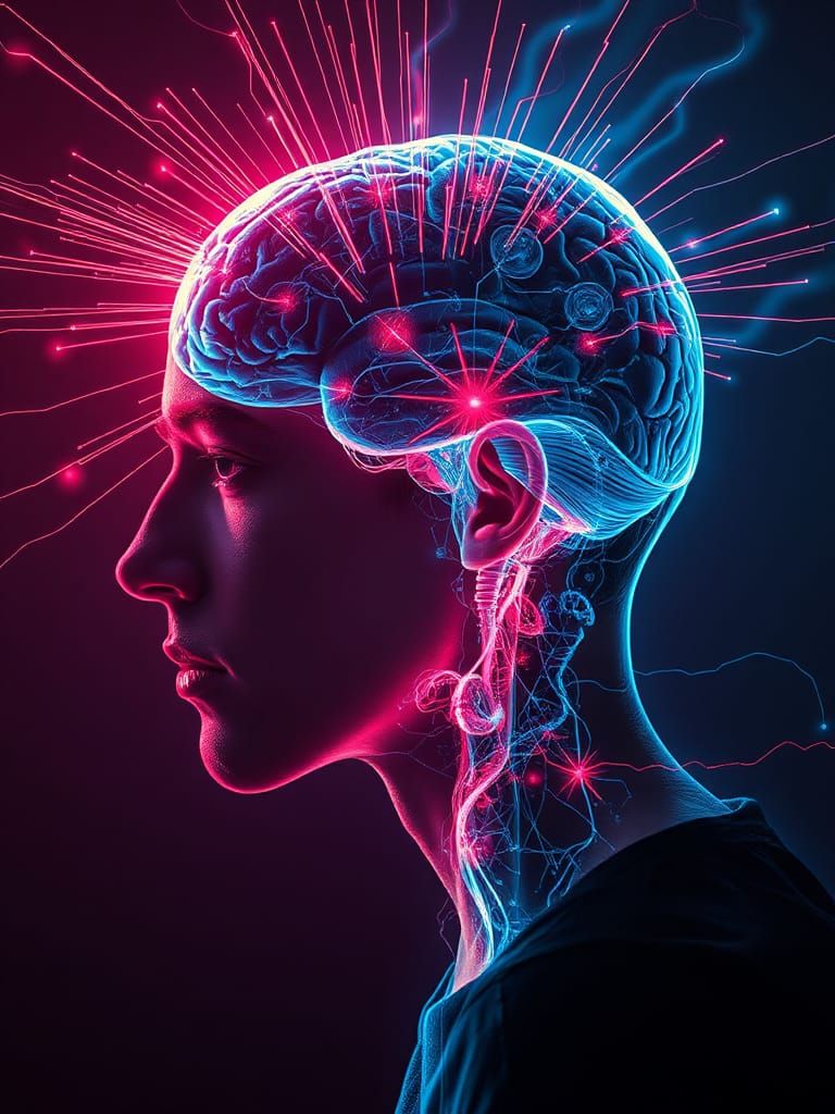 Intense Focus: Cerebral Activity in Futuristic Style