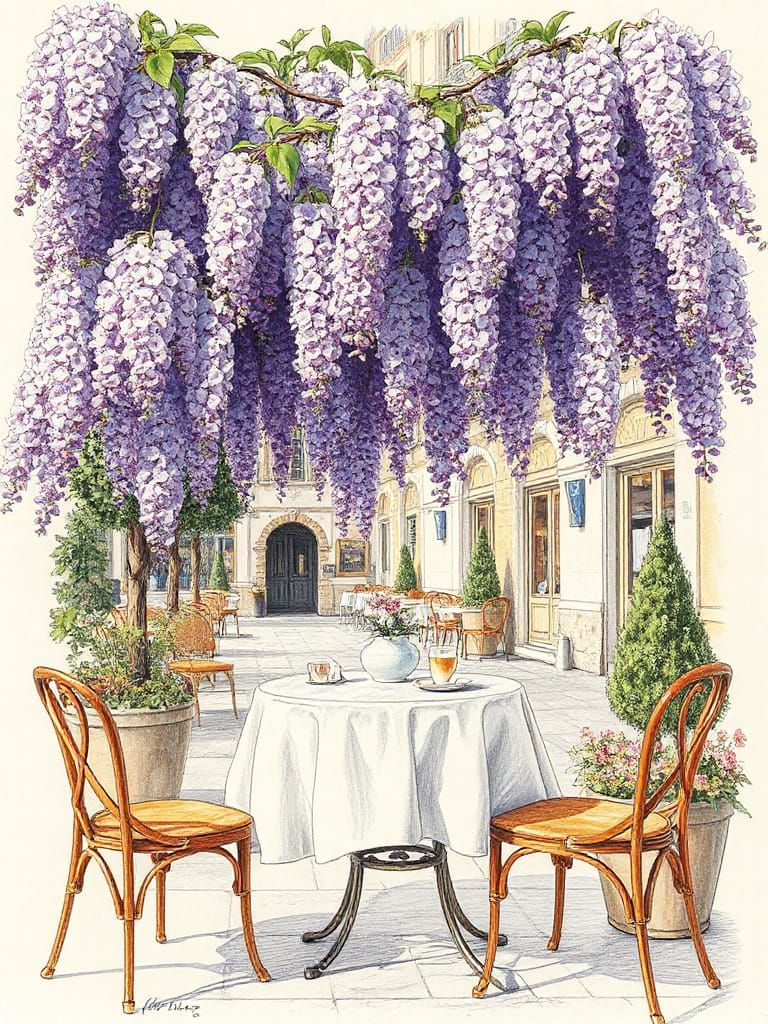 Coffee time with wisteria