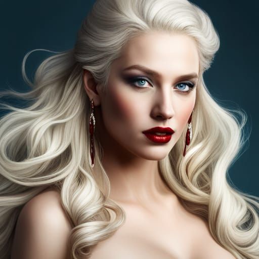 Curvy Blond Woman with Blue Eyes, Matte Painting