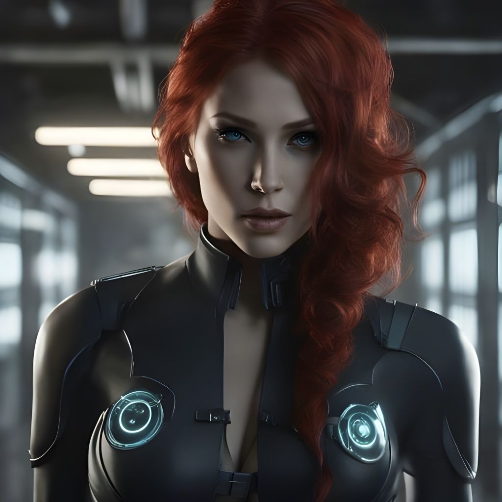 Futuristic Gothic Nurse Portrait in Bioluminescent Style