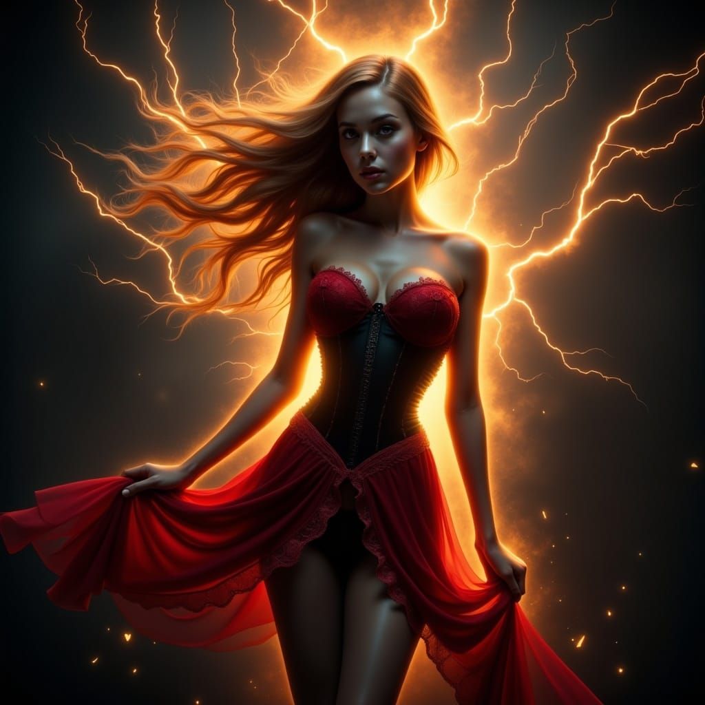 Ethereal Goddess in Blazing Corset Dress