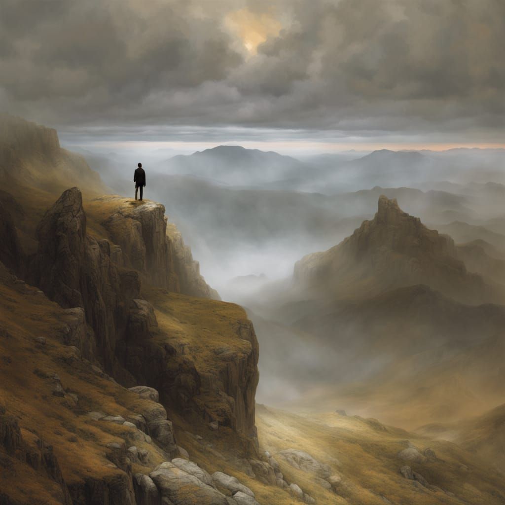 Romantic Landscape with Figure in Caspar David Friedrich Sty...