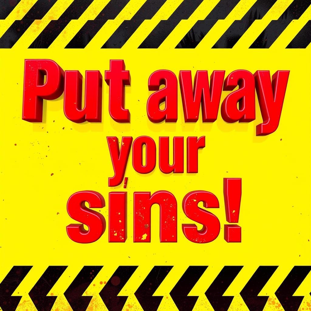 Bold Red 3D Font on Cautionary Yellow Background