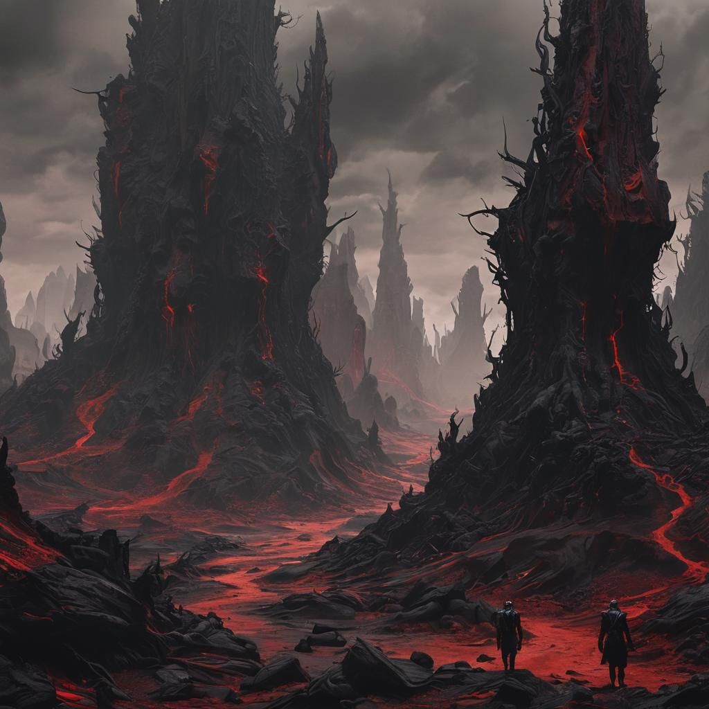 Demonic Creatures in a Dark Fantasy Landscape