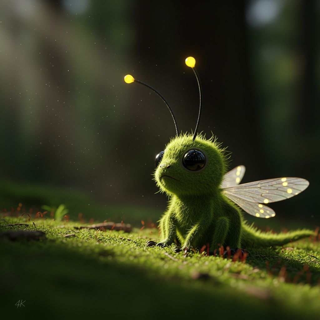 Enchanting Forest Guardian Creature with Glowing Wings