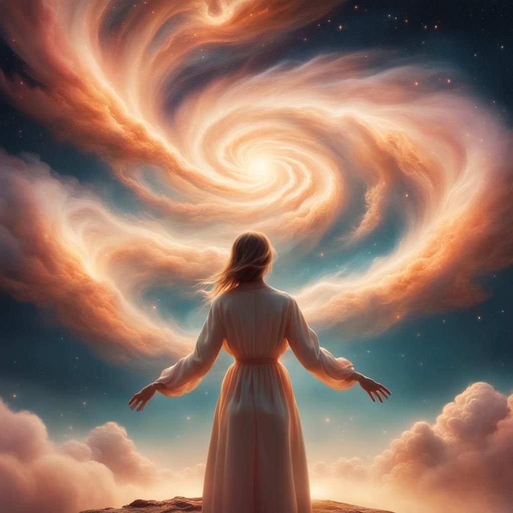 Surreal Starry Expanse with Person in Digital Art