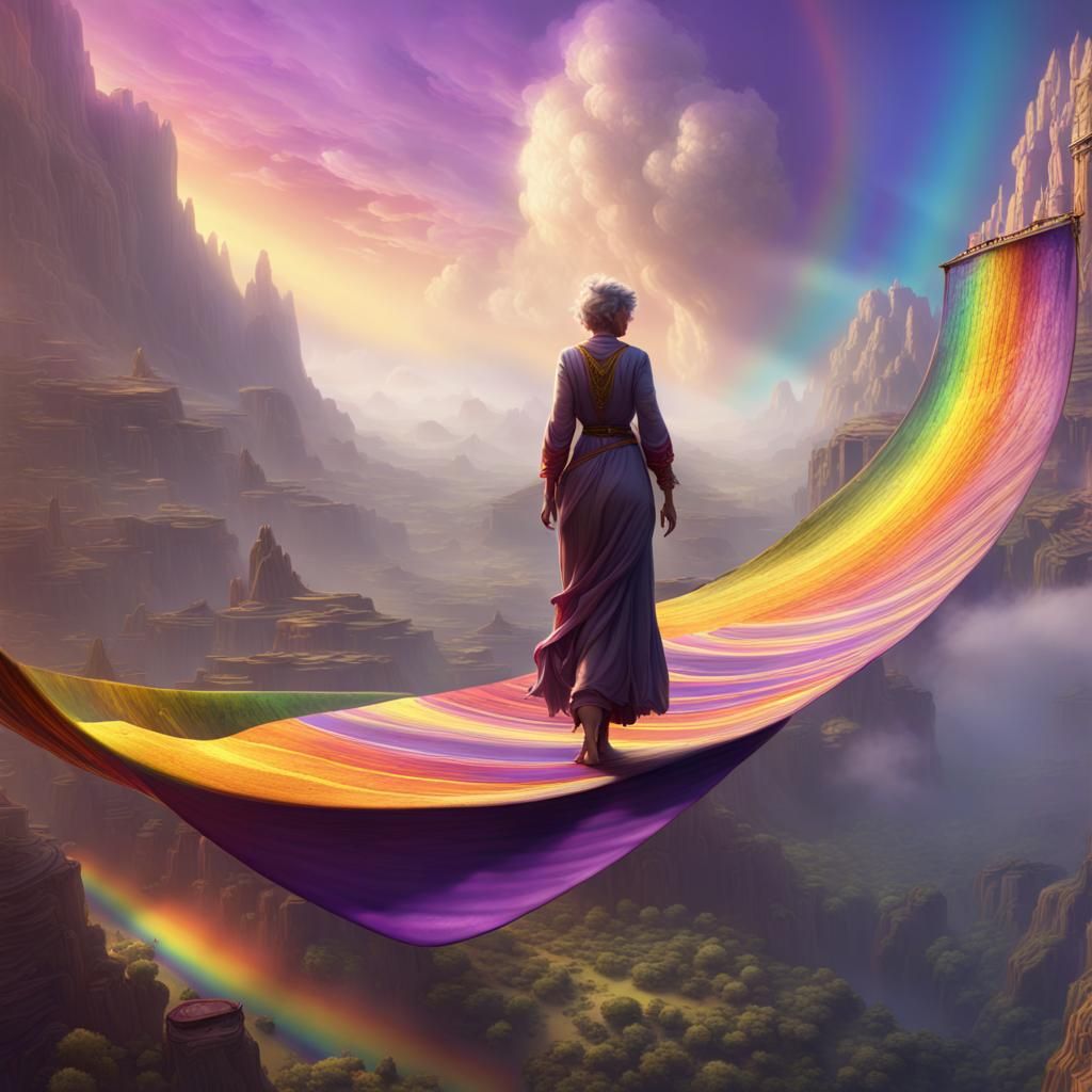 Magic Carpet Ride Over Rainbow Valley: Dark Fantasy Art