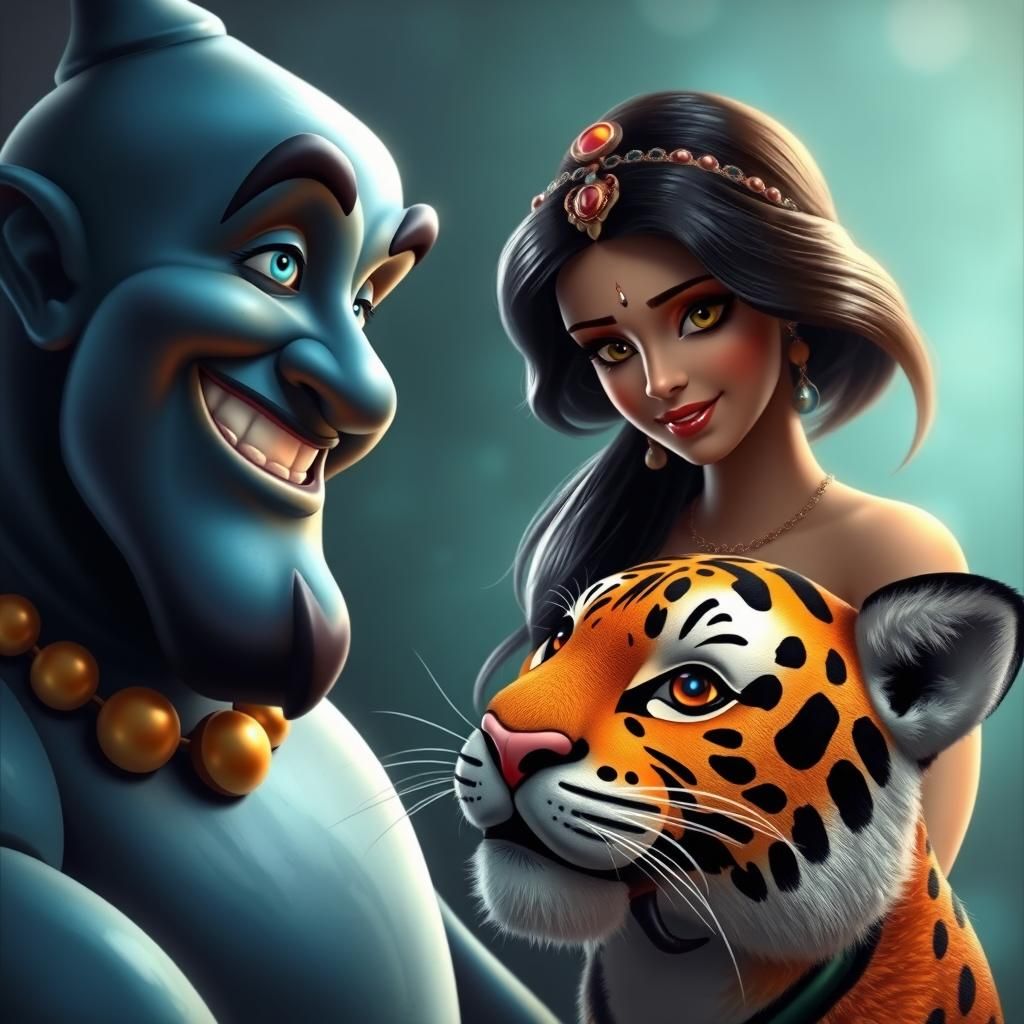 Jasmine and Genie: A Hyperrealistic Digital Masterpiece