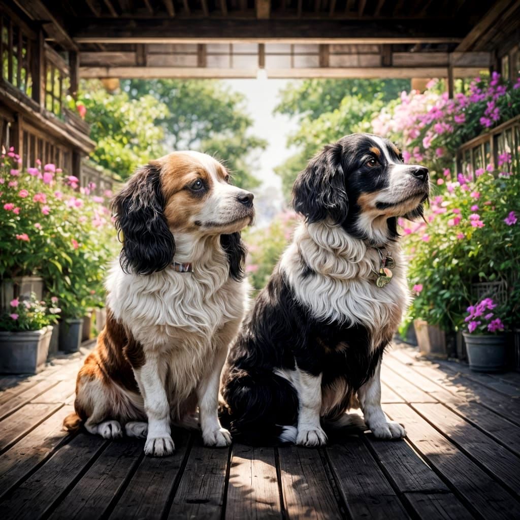 Cinematic Black and White English Springer Spaniel in a Flow...