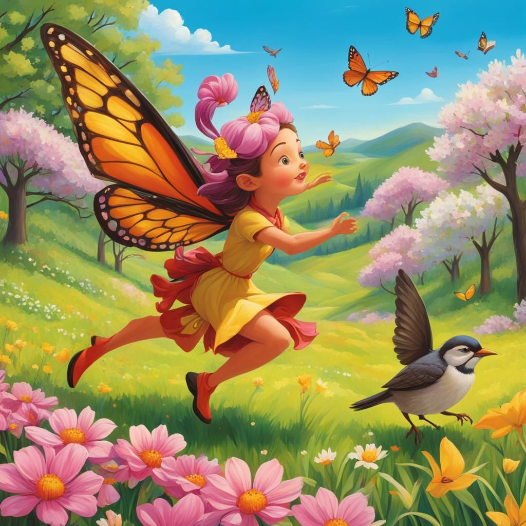 Whimsical Spring Egg Hunt Illustration