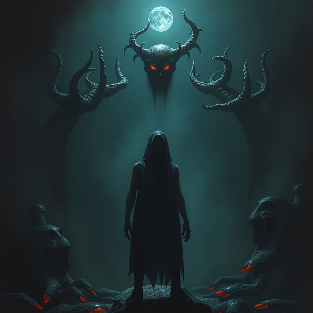 Gothic Horror Scene in Dark, Surreal Landscape