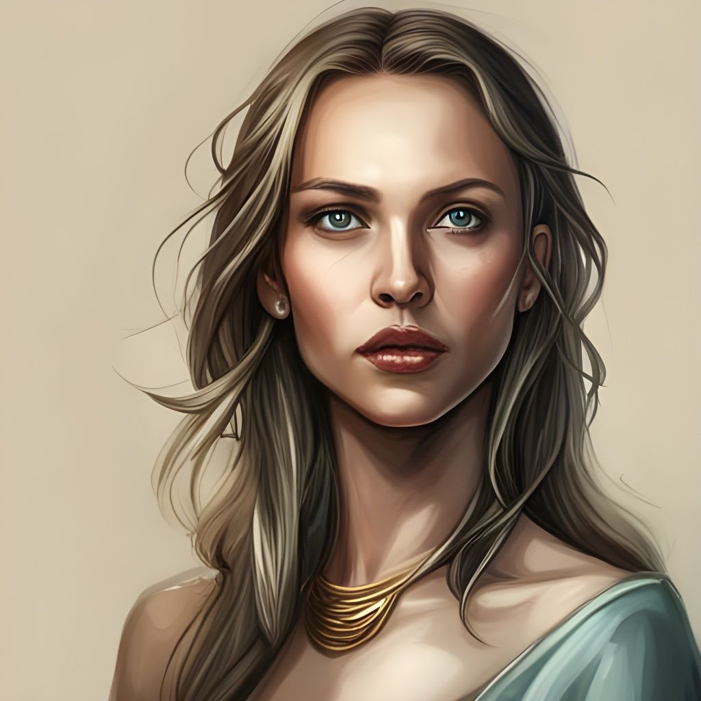 Detailed Portrait of Young Woman in Comic Book Style