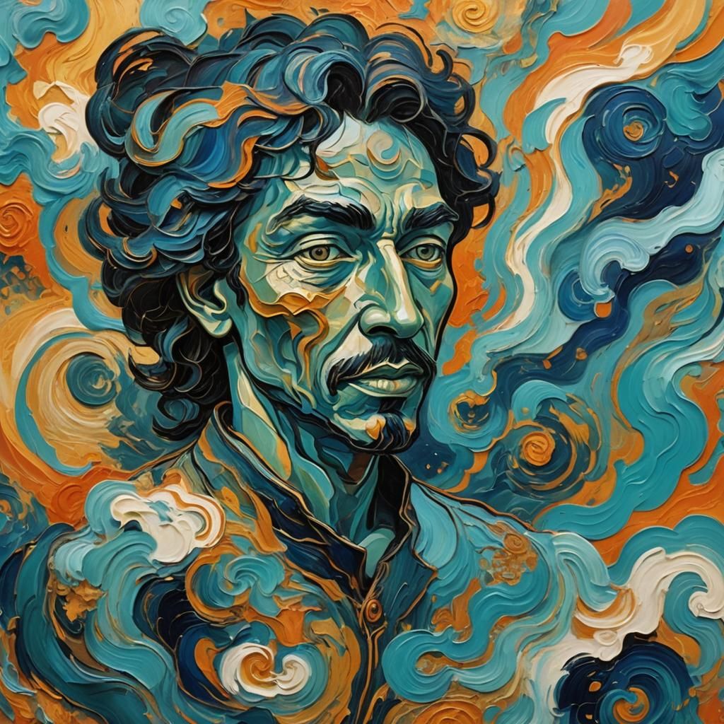 Kali in Abstract Expressionism Style with Van Gogh Brushstro...