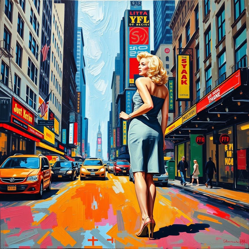 Confident Starlet in 1950s New York