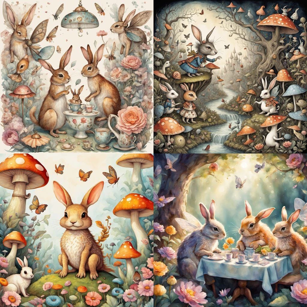 Whimsical Wonderland Creatures in Vibrant Fantasy Art