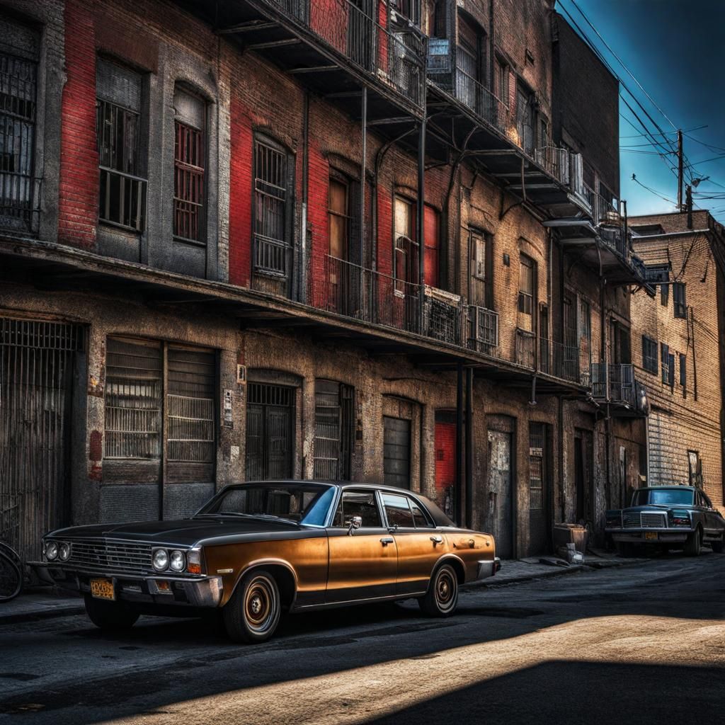 Evocative Ghetto Scene in Hyperrealistic Style