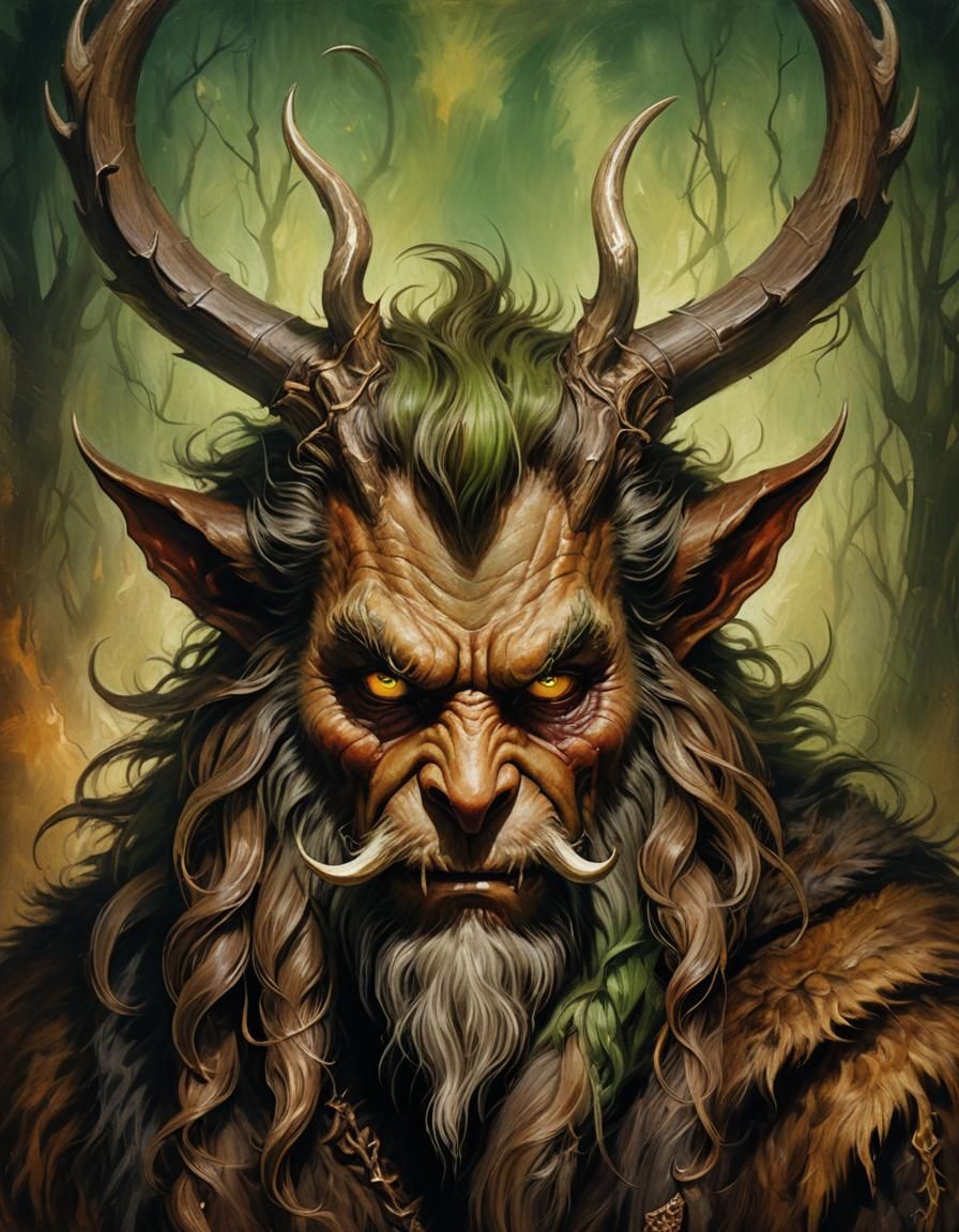 Krampus Portrait in Oil Painting Style