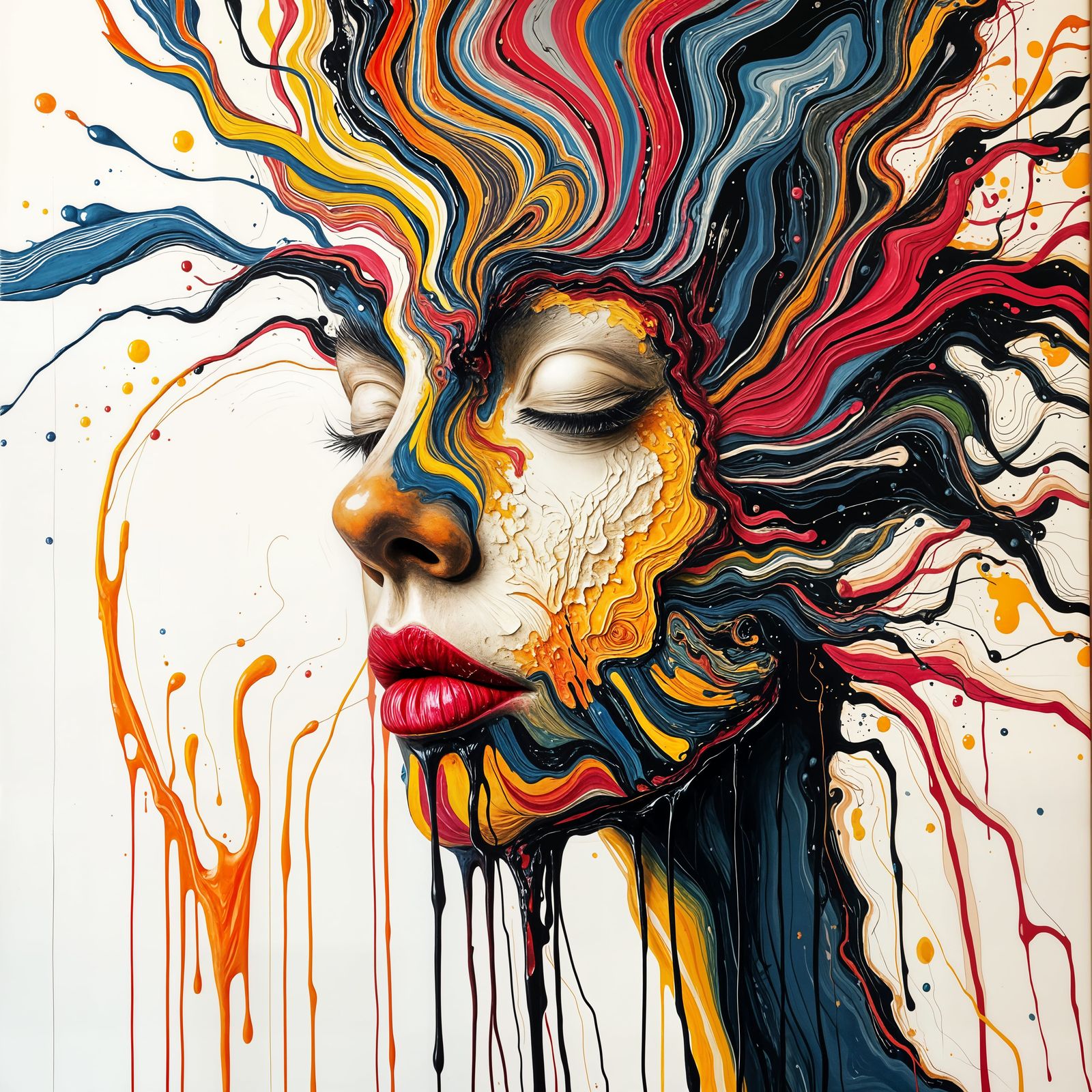 Abstract Paint Explosion in Thick, Textured Style