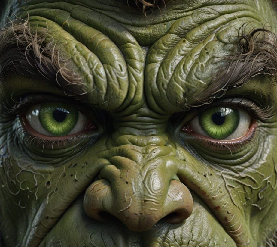 Glowing Ogre Close-up with Intricate Eyelashes