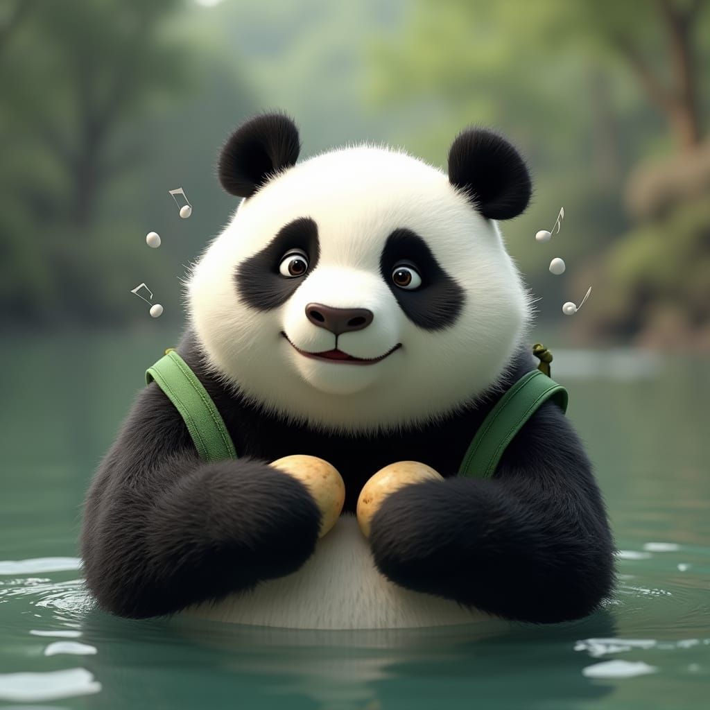 Gentle Giant Panda's Paw in Whimsical 3D CGI