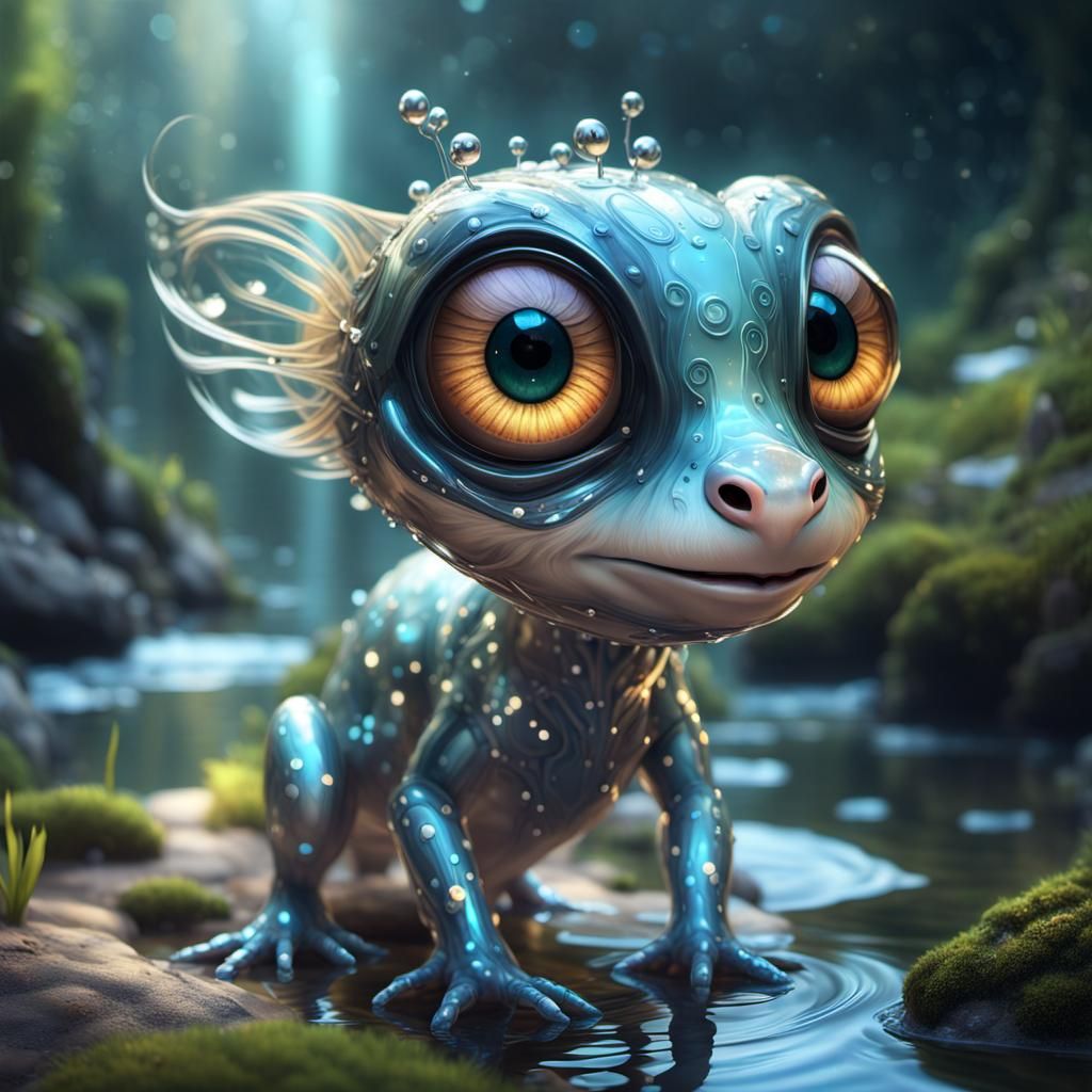 Cute Magical Creature in Pixar Style Fantasy Land