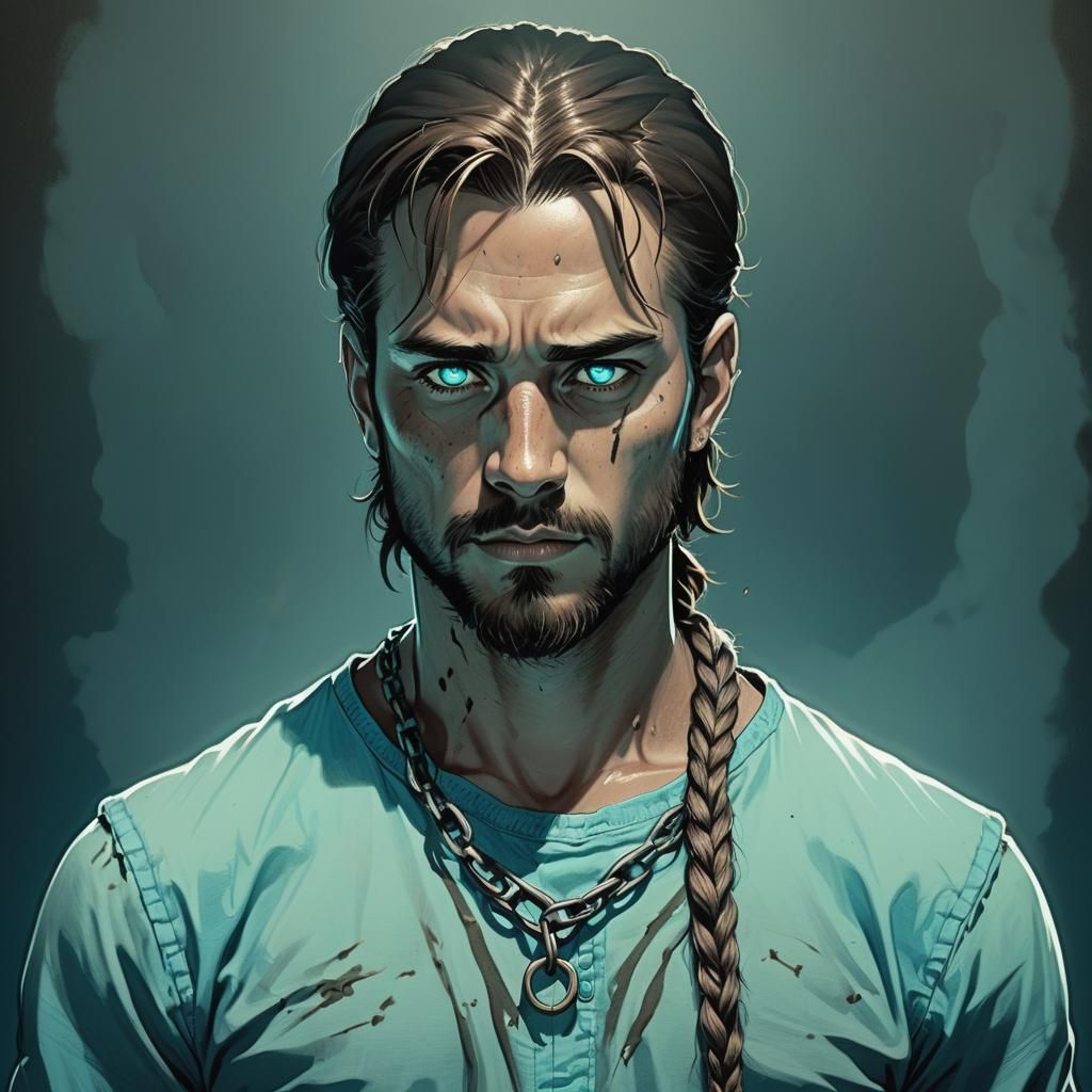 Eerie Dark Fantasy Portrait with Glowing Eyes