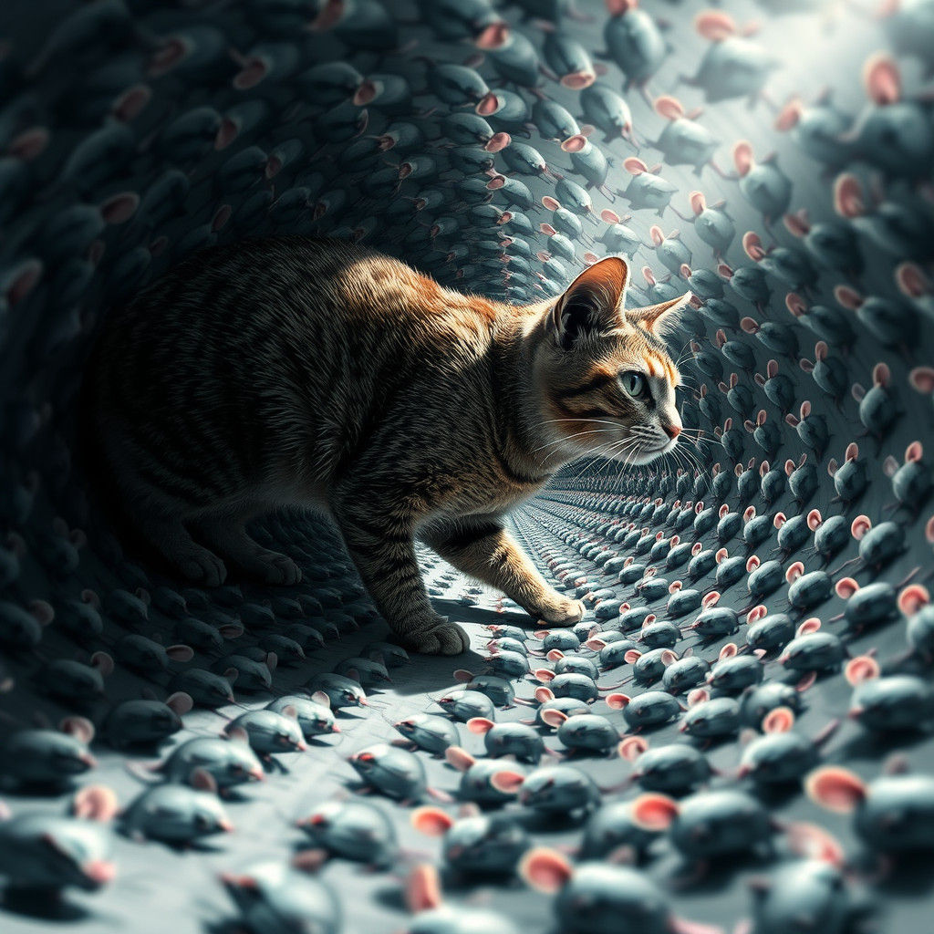 Warped Cat in Tunnel of Morphing Mice