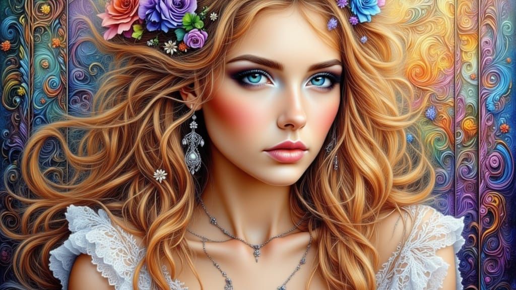 Prize Winning Splash Paint Woman in Abstract Style