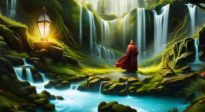 Wizard in Crystal Garden: Digital Matte Painting