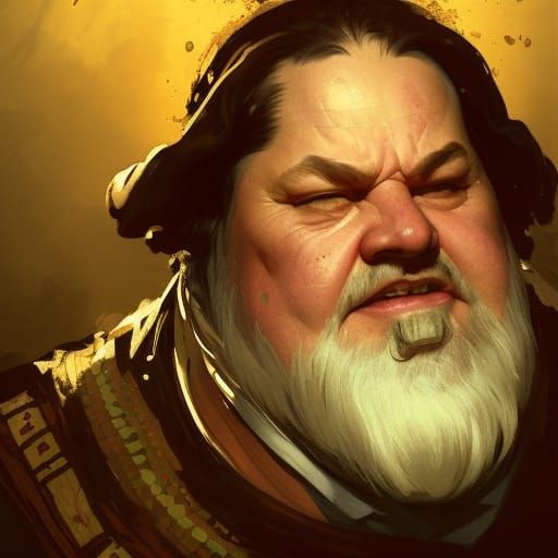 Medieval Landlord Merchant Portrait in Art Nouveau Style