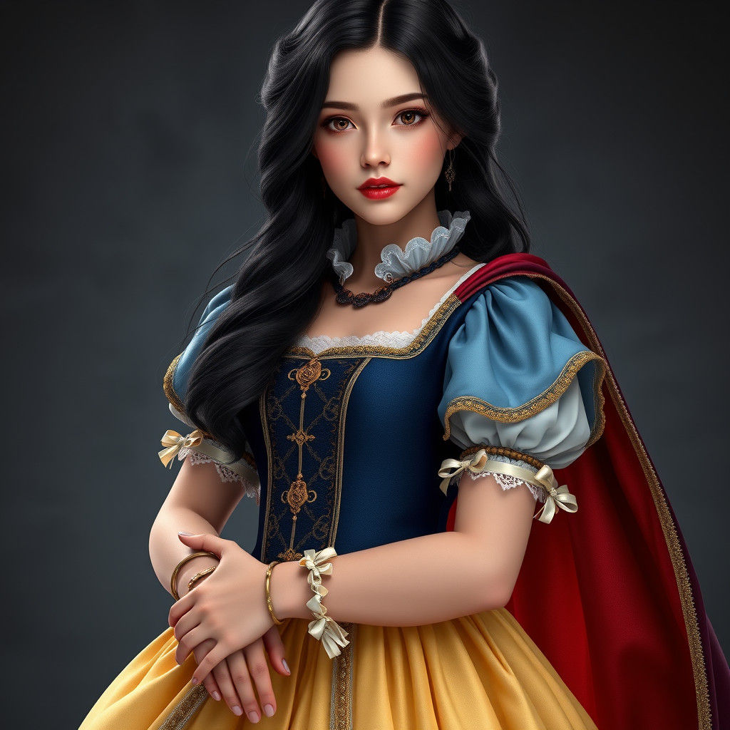 Renaissance Girl with Porcelain Skin and Rose Lips