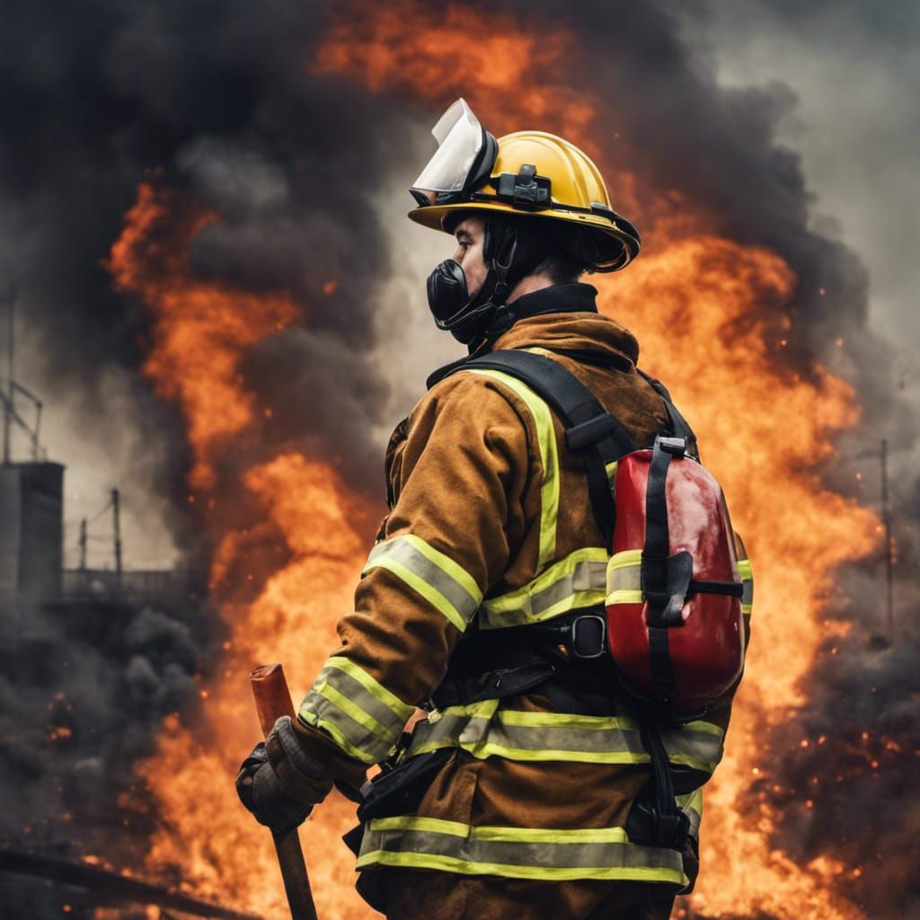 Ashen Firefighter Portrait in Digital Art Style