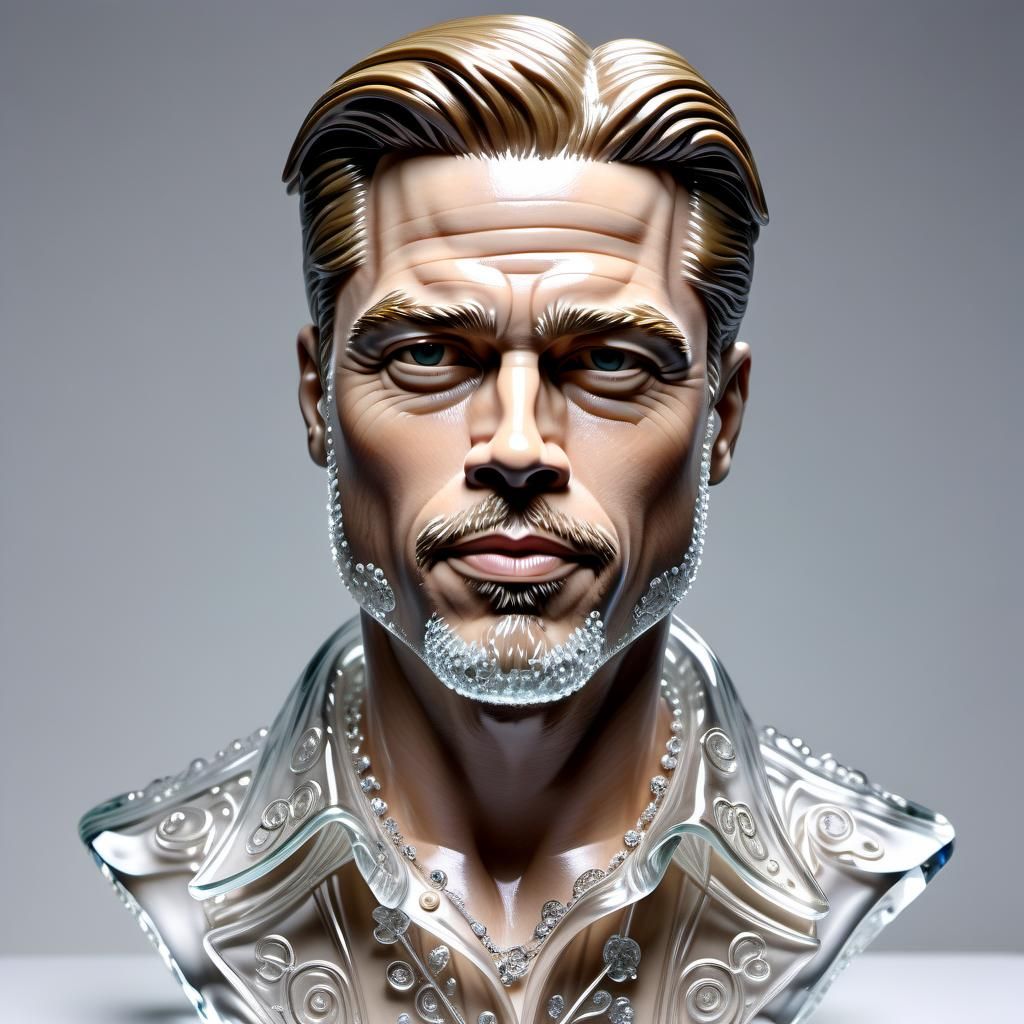 Crystal Glass Bobblehead Sculpture of Brad Pitt
