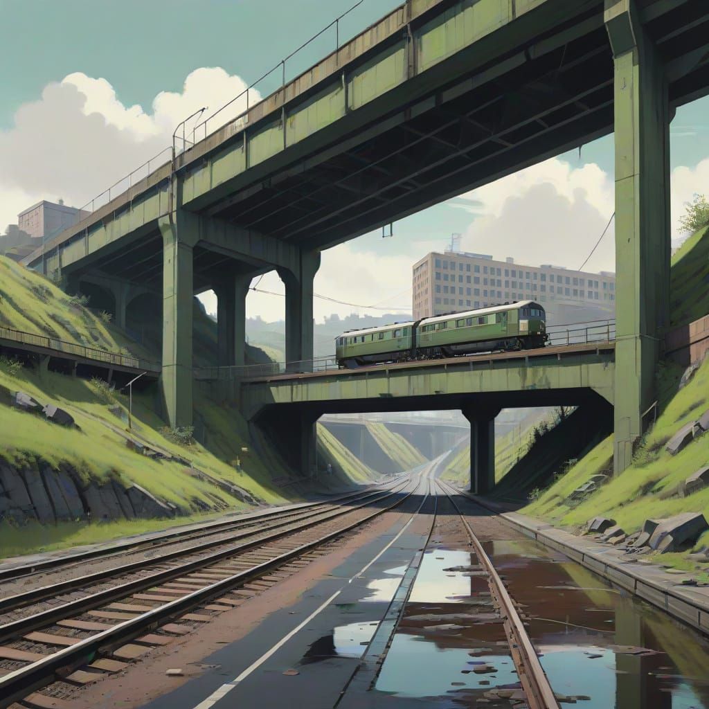 Desolate City Underpass in Flat Illustration Style