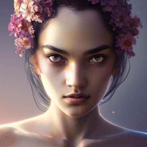 Zinnia Flower Portrait in Hyperdetailed Digital Art