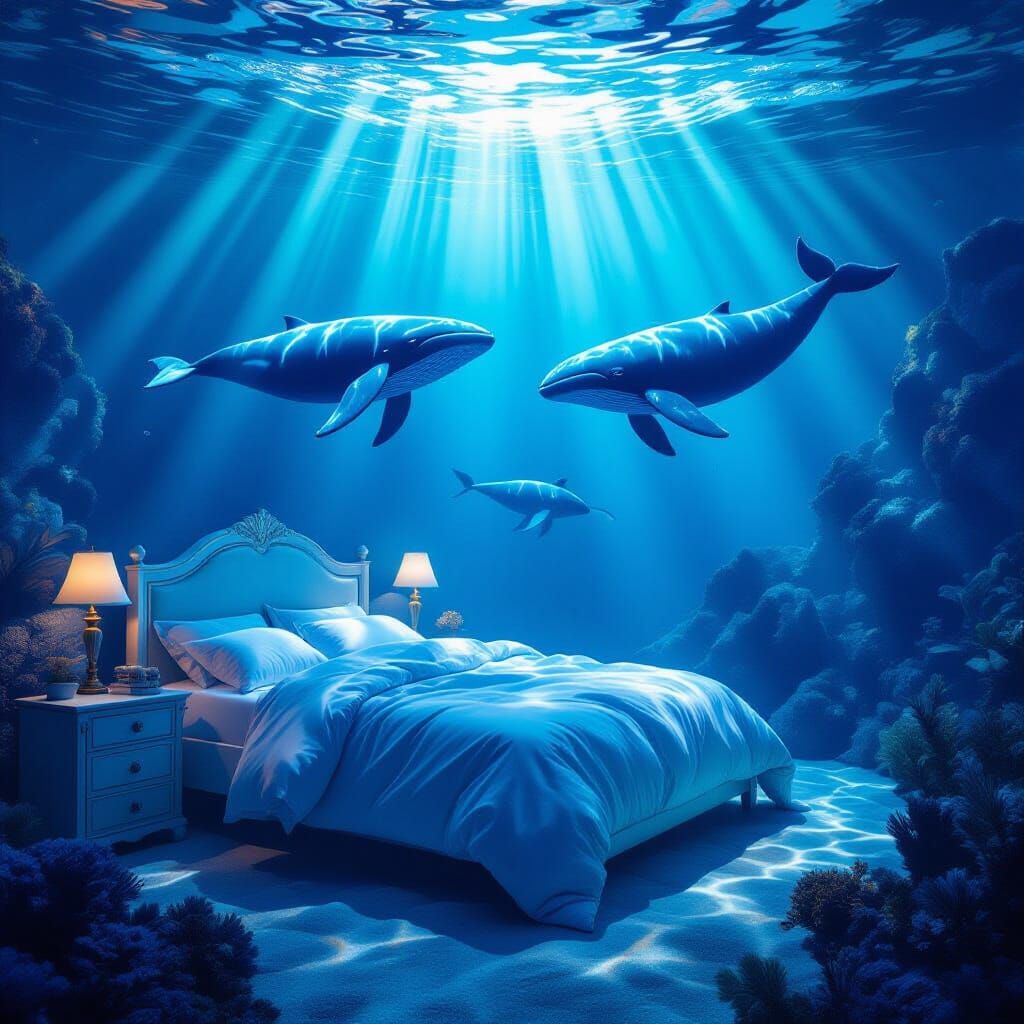 Surreal Bedroom Merges With Deep Ocean Life