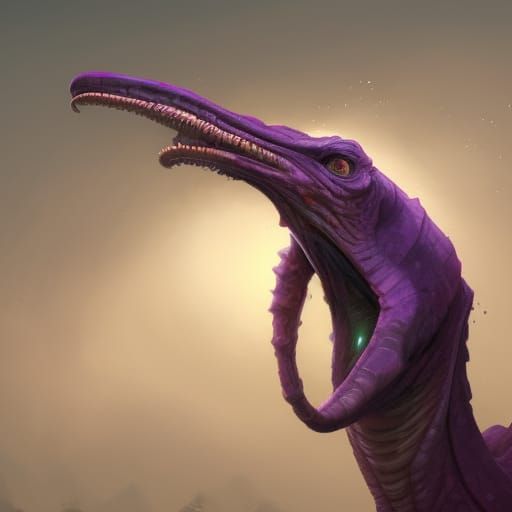 Strange Two-Legged Creature with Long Neck, Digital Art